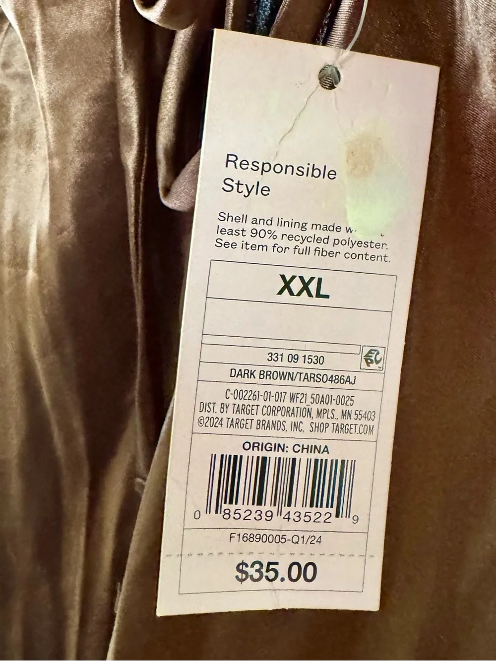NWT wild fable Brown Satin Slip with Black Lace Trim